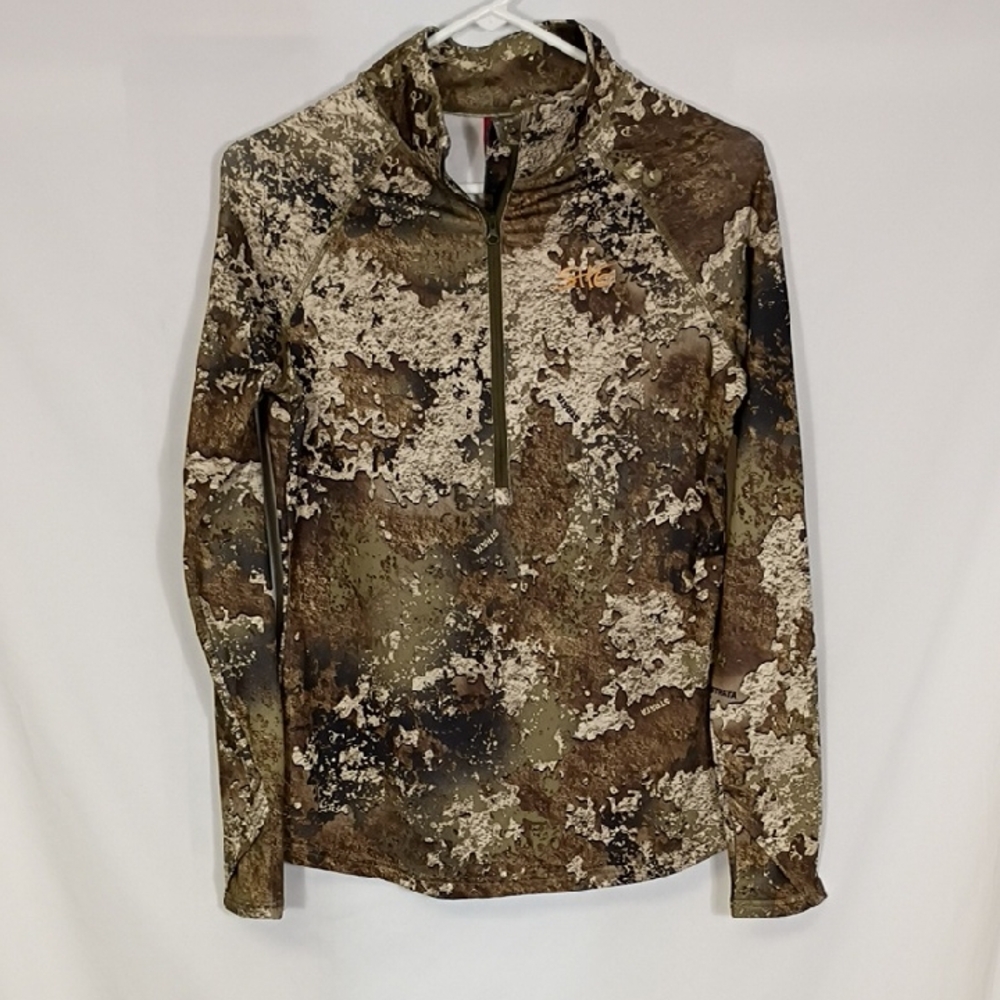 EUC She Outdoor Camo Quarter-Zip Pullover Women's Size Small Hunting Outdoor
